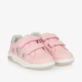 Girls Pink Glitter Hearts Velcro Trainers