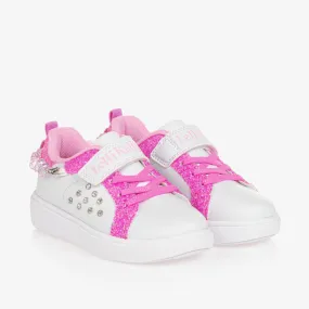 Girls White & Pink Bracelet Trainers