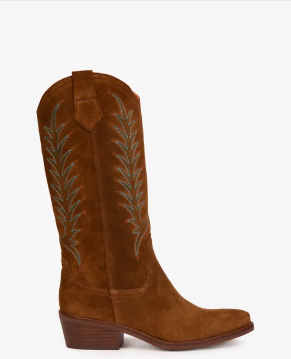 Goldie Embroidered Cowboy Boot - Peat