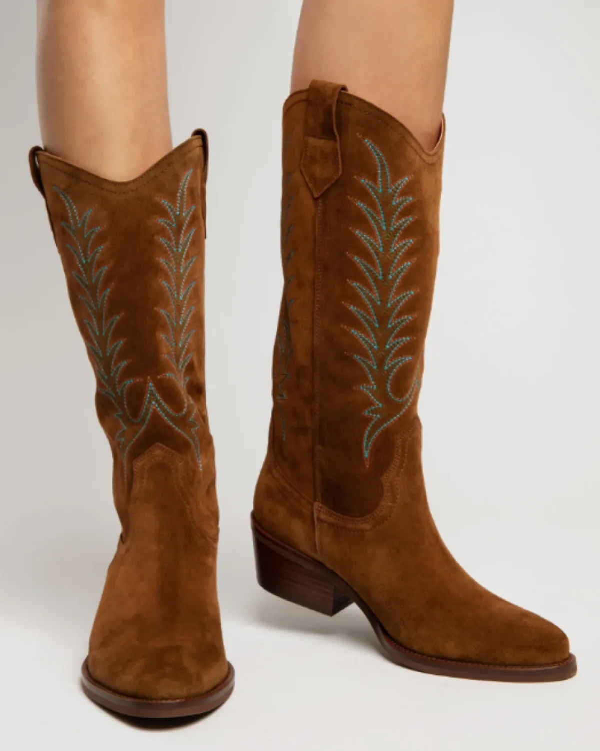 Goldie Embroidered Cowboy Boot - Peat