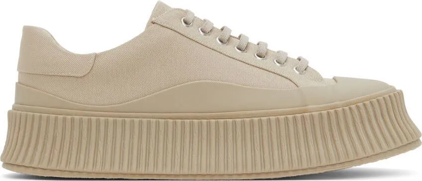 Jil Sander White Canvas Platform Sneakers