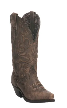 Laredo Women's Antique Brown Wide Calf Snip Toe Cowboy Boot