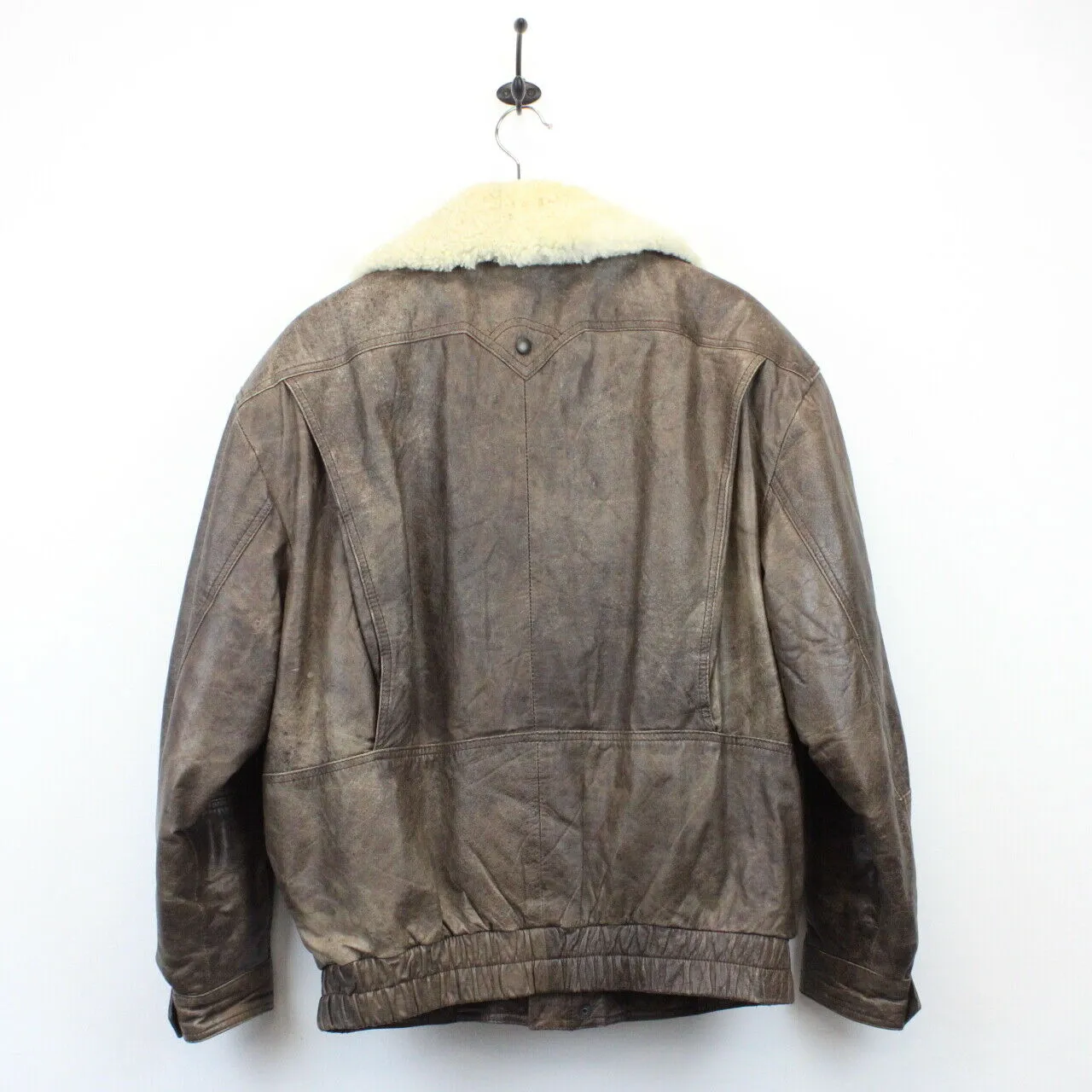 Leather Aviator Jacket Brown | Medium