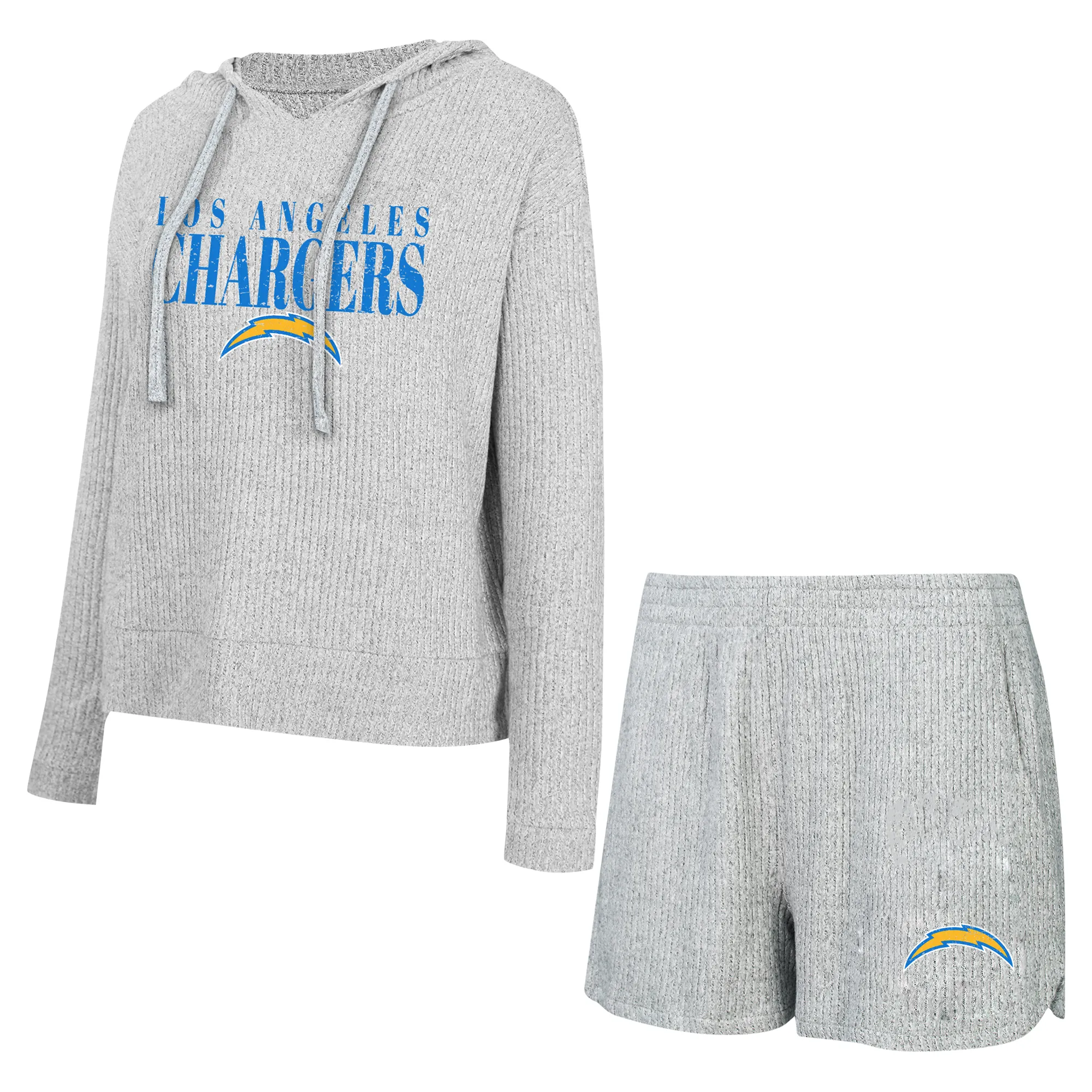 Lids Women's Concepts Sport Gray Los Angeles Chargers Juniper Long Sleeve Hoodie T-Shirt & Shorts Set