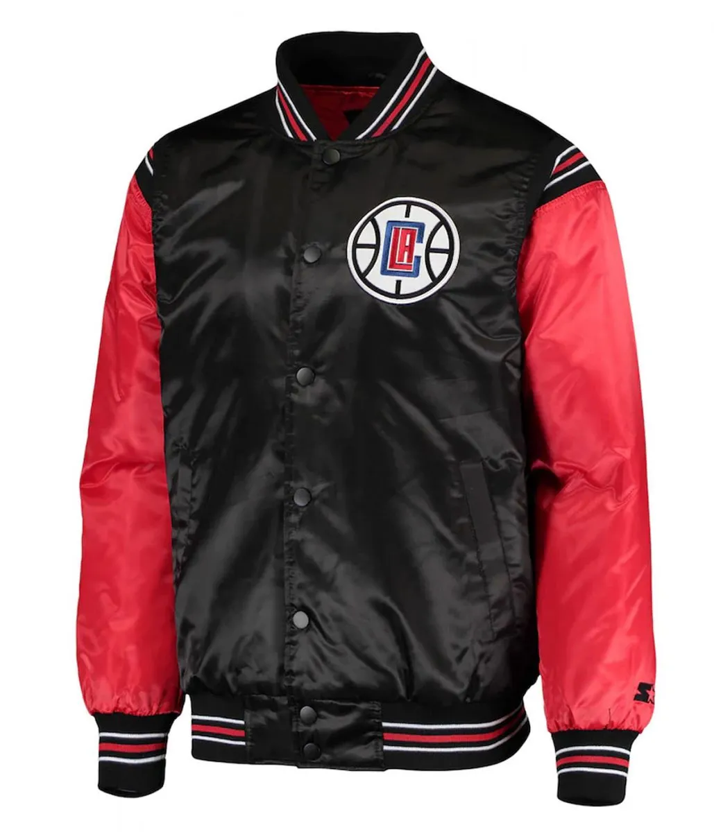 Los Angeles Clippers The Enforcer Satin Black and Red Jacket