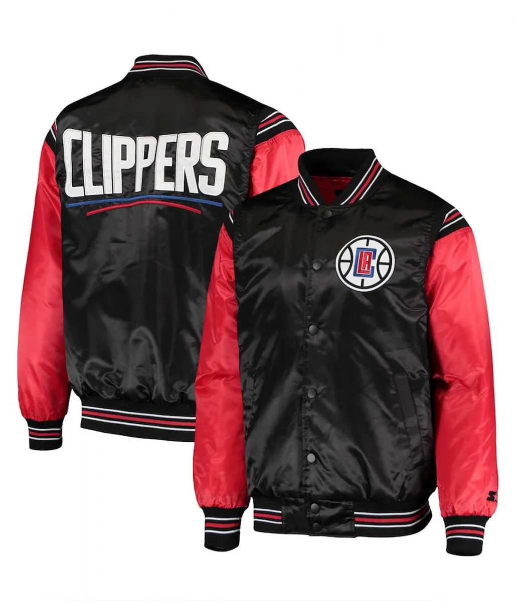 Los Angeles Clippers The Enforcer Satin Black and Red Jacket