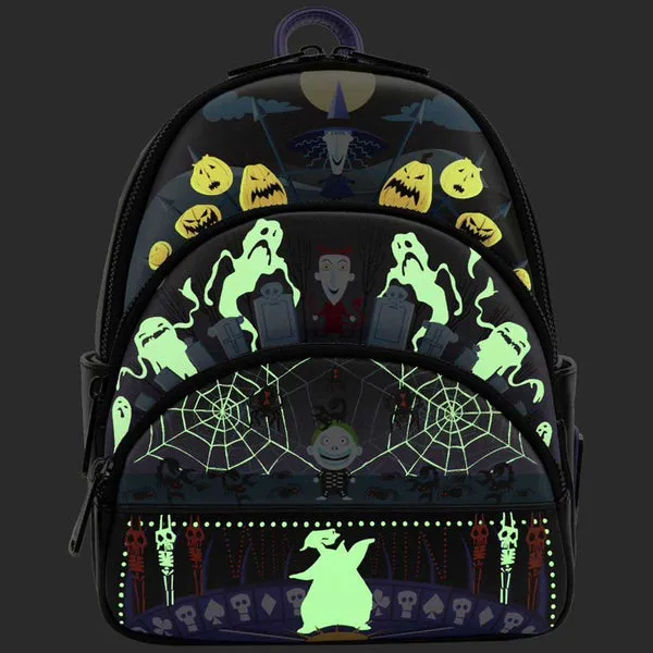 Loungefly The Nightmare Before Christmas Triple Pocket Lock Shock Barrel Oogie Boogie  Backpack