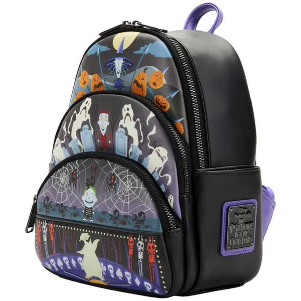 Loungefly The Nightmare Before Christmas Triple Pocket Lock Shock Barrel Oogie Boogie  Backpack