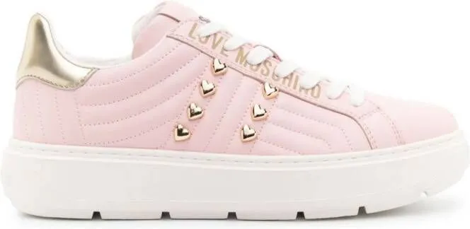 Love Moschino stud-embellished leather sneakers Pink