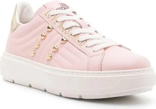 Love Moschino stud-embellished leather sneakers Pink