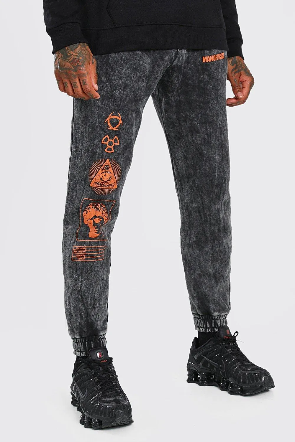 Man Official Regular Fit Acid Wash Joggers