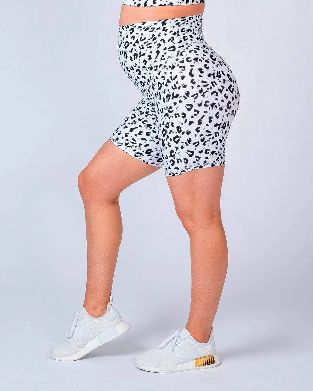 Maternity Bike Shorts - Snow Leopard