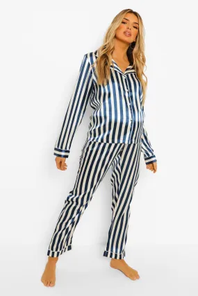 Maternity Pinstripe Satin Pajama Set