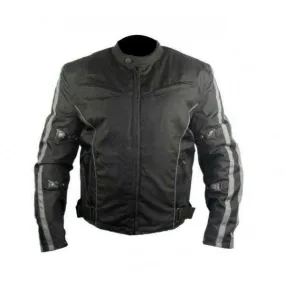 Mens Black and Grey Fabric Textile Armoured Motorcycle Jacket