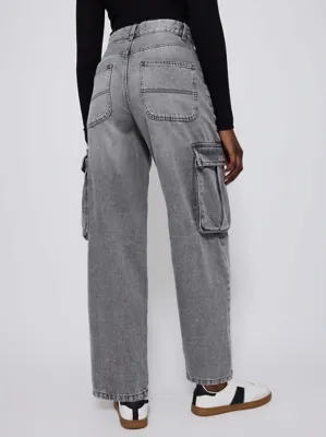 Mid Wash Straight Leg Cargo Pocket Jeans | Women | George at ASDA