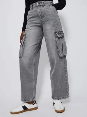 Mid Wash Straight Leg Cargo Pocket Jeans | Women | George at ASDA