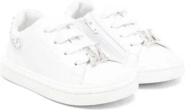 Monnalisa logo-plaque leather sneakers White