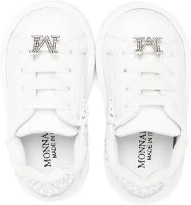 Monnalisa logo-plaque leather sneakers White