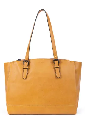 Mustard synthetic shoulder bag with 2 handles 316137