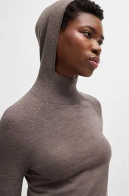 NAOMI x BOSS knitted hoodie in lightweight merino wool