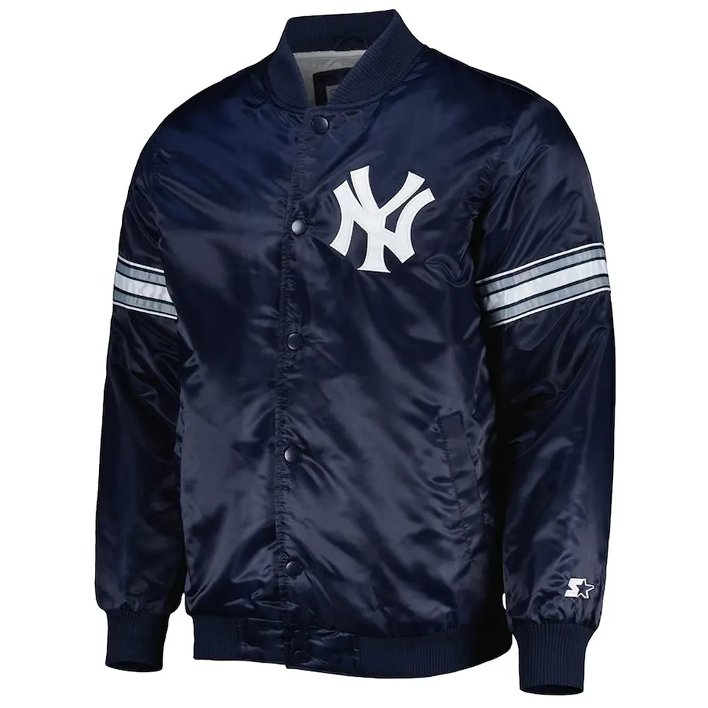 New York Yankees Pick & Roll Navy Blue Satin Jacket