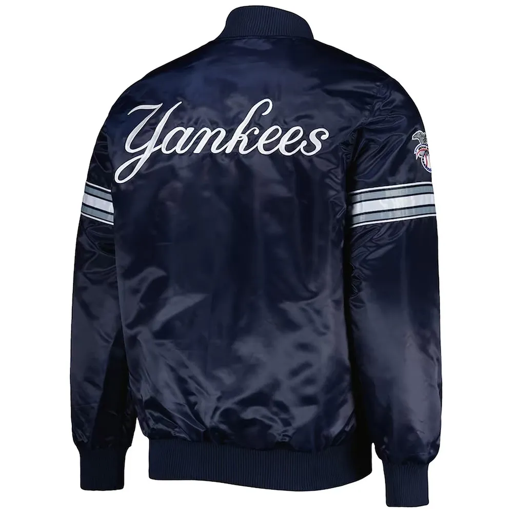 New York Yankees Pick & Roll Navy Blue Satin Jacket