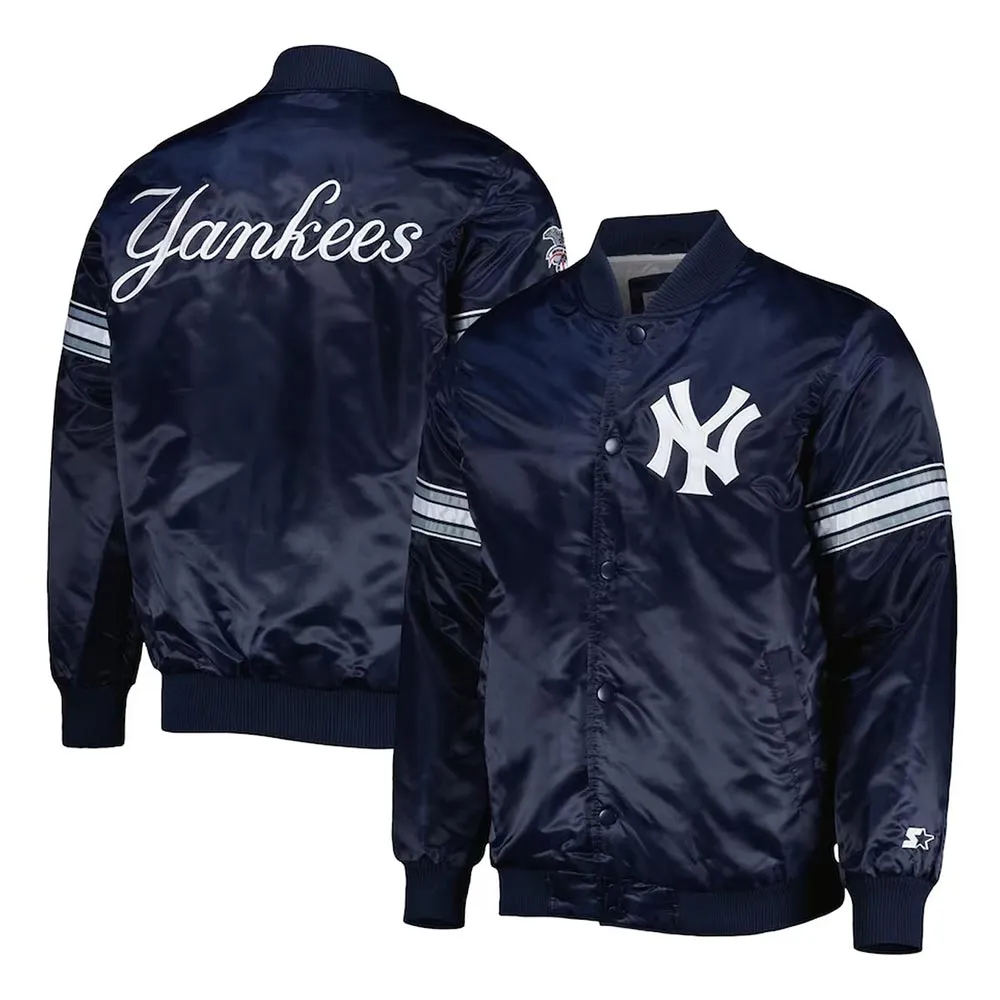 New York Yankees Pick & Roll Navy Blue Satin Jacket