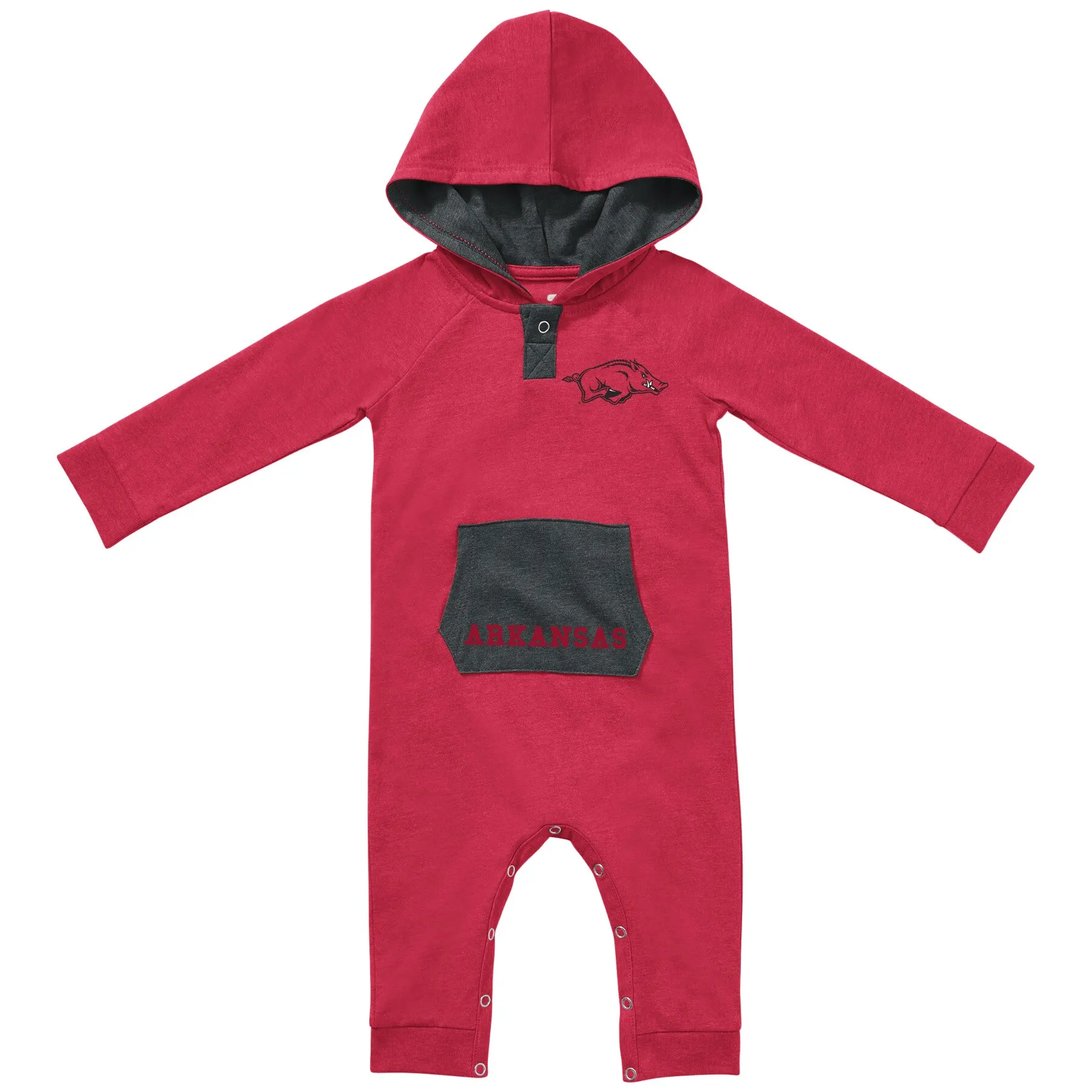 Newborn & Infant Colosseum Cardinal Arkansas Razorbacks Henry Pocketed Raglan Hoodie Romper