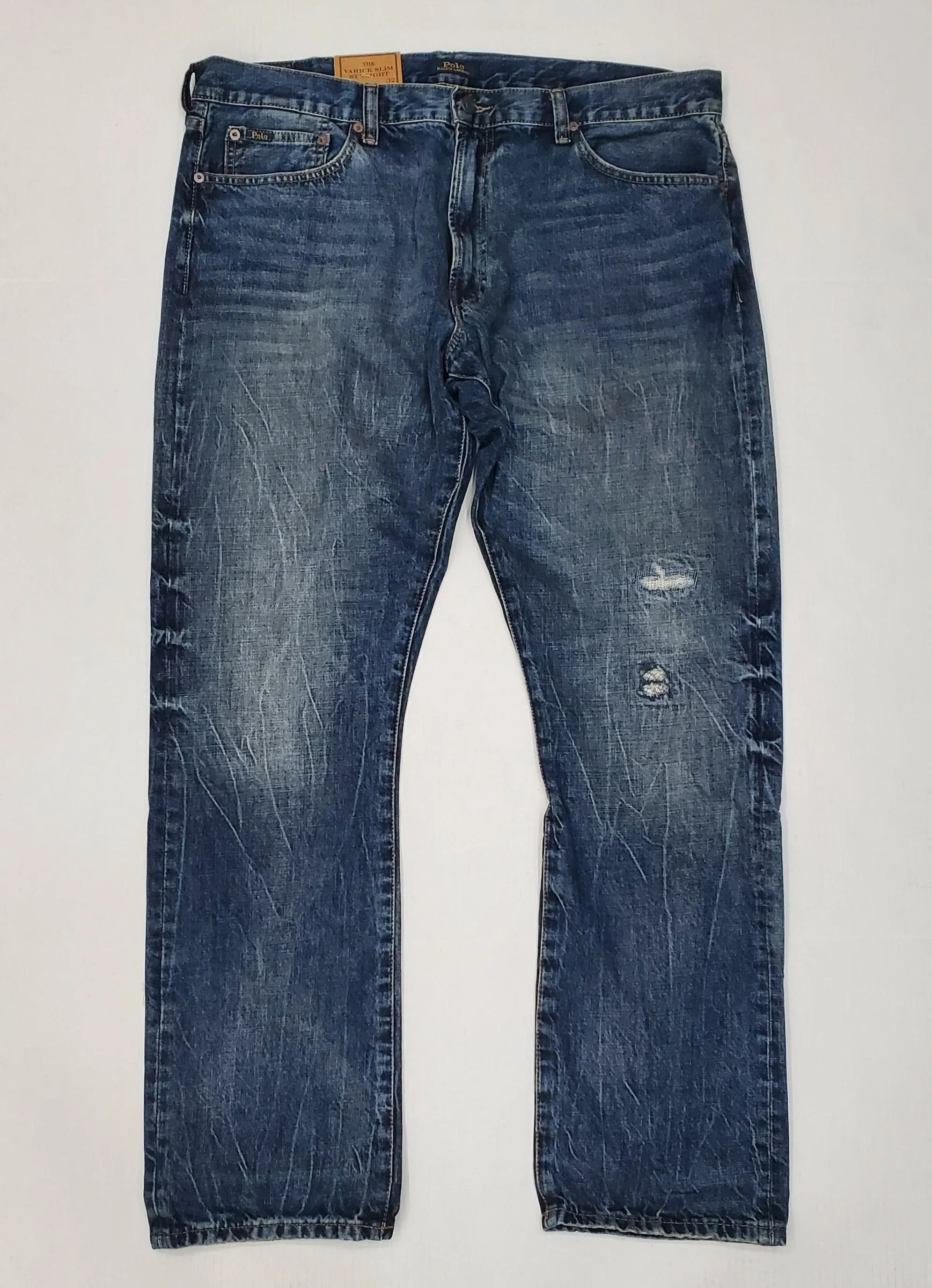 Nwt Polo Ralph Lauren Blue Rips Varick Slim Straight Jeans