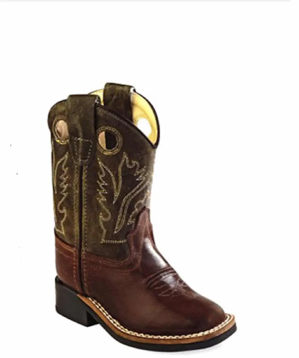 Old West Infant Leather Broad Square Toe Boot