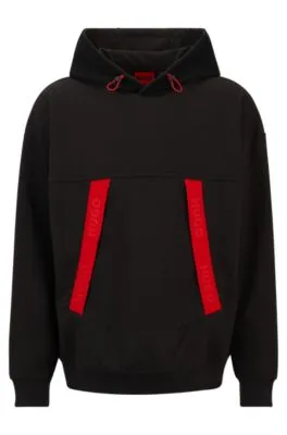 Oversize-fit hoodie with red logo tape