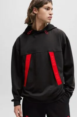 Oversize-fit hoodie with red logo tape