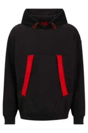 Oversize-fit hoodie with red logo tape