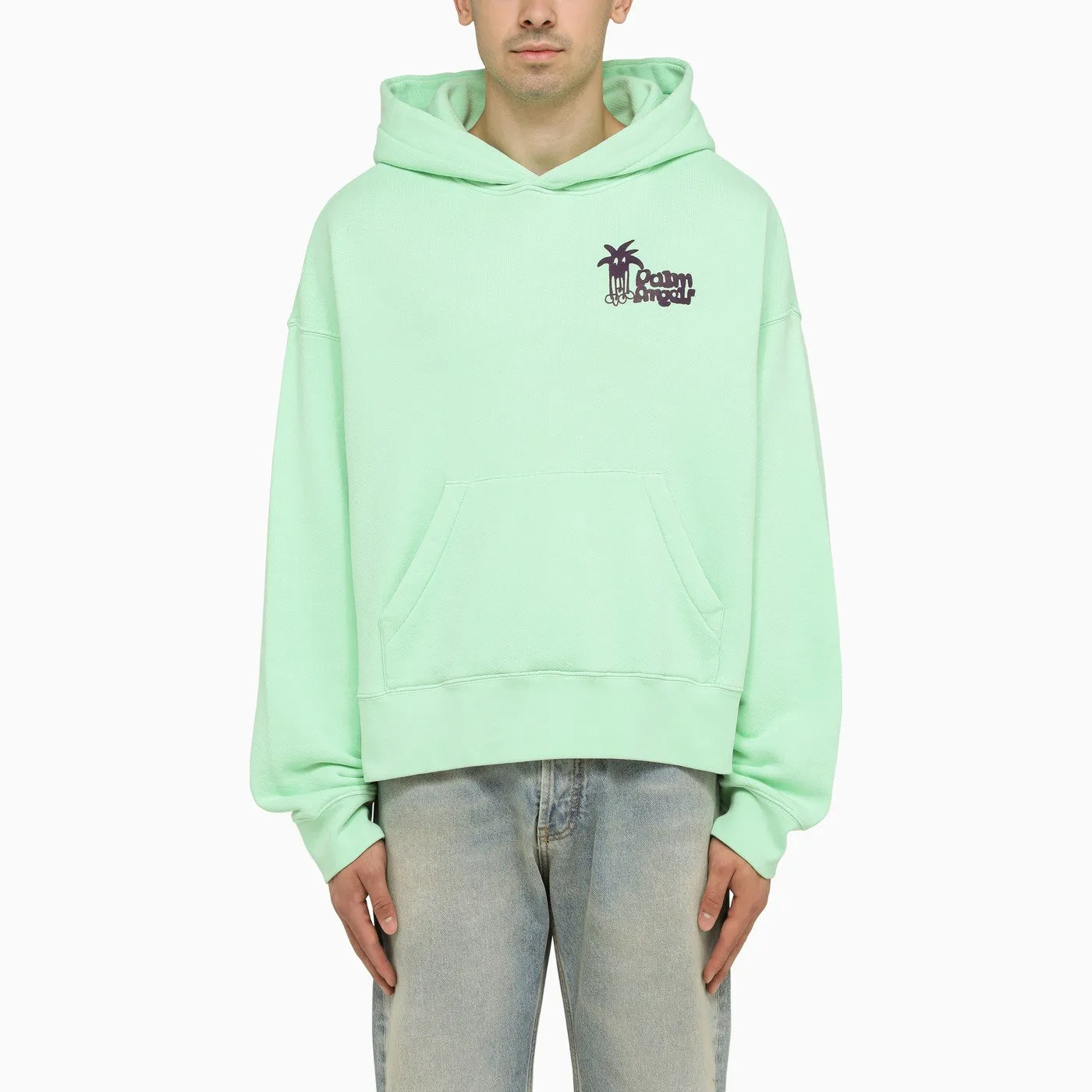 Palm Angels    Palm Angels Green Hoodie With Palm Long Legs Print