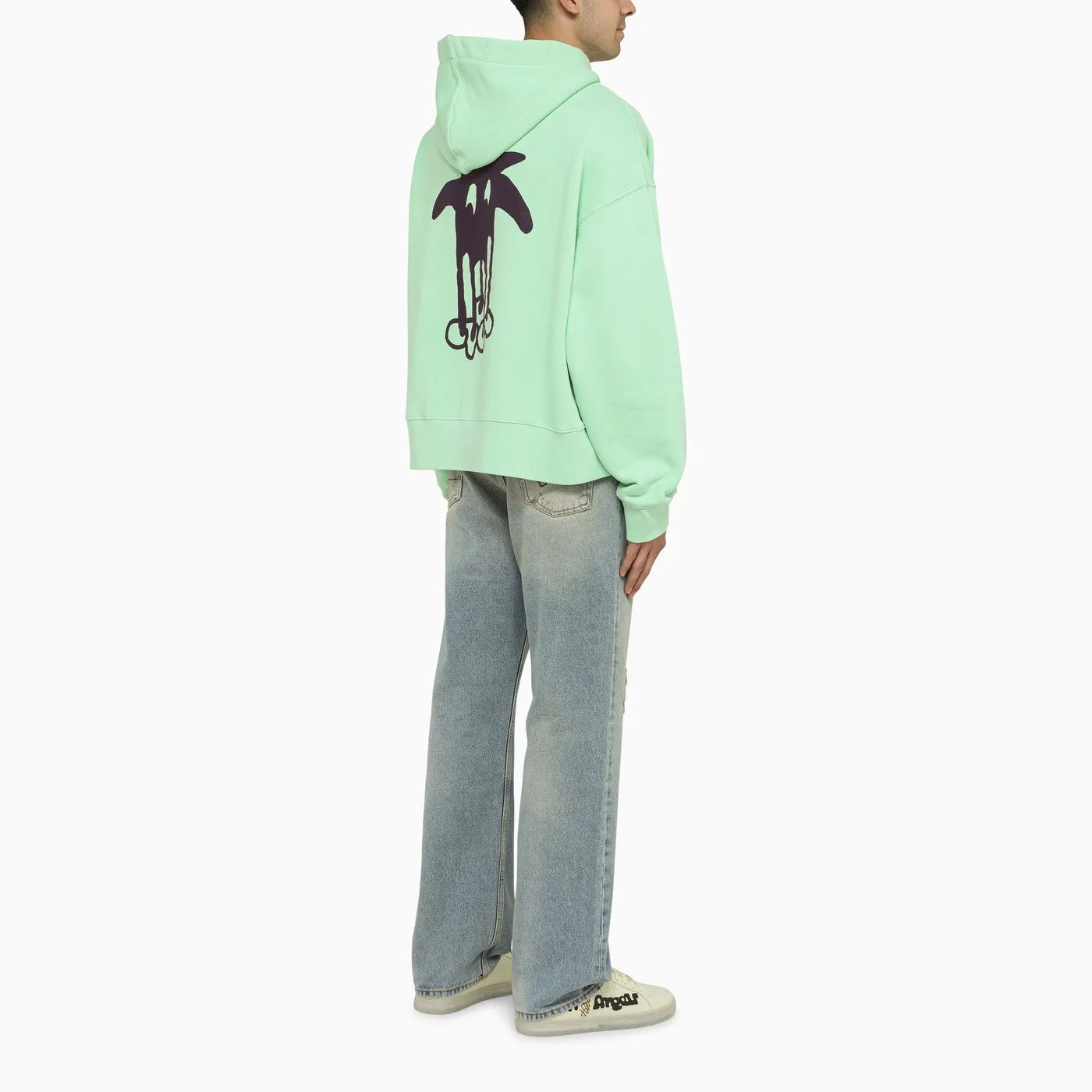 Palm Angels    Palm Angels Green Hoodie With Palm Long Legs Print