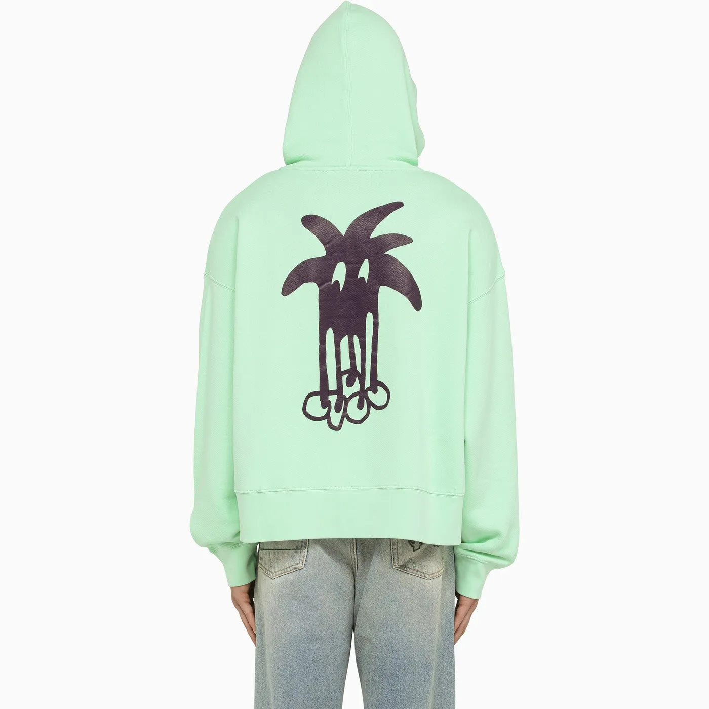 Palm Angels    Palm Angels Green Hoodie With Palm Long Legs Print