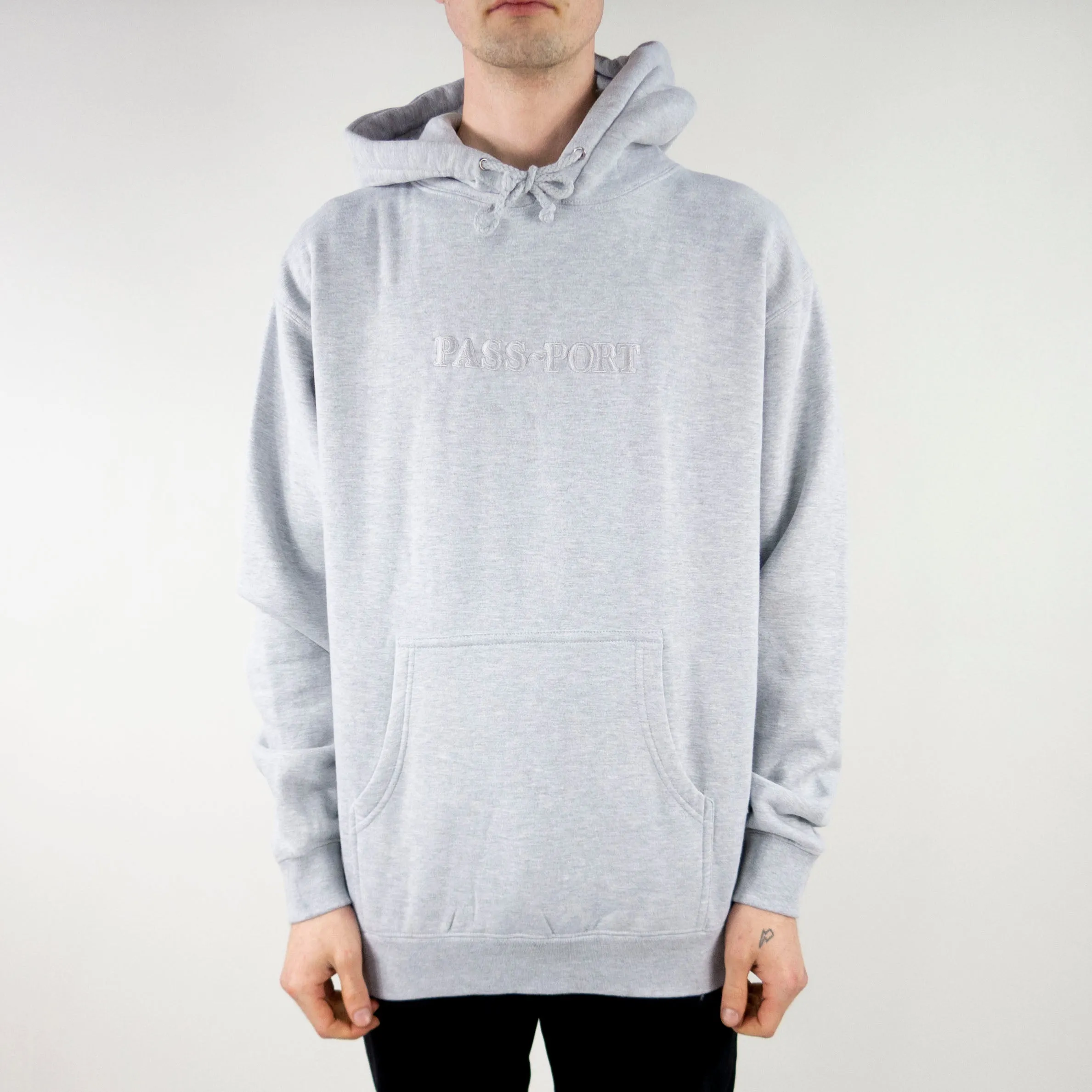 Pass Port Official Embroidery Hoodie - Grey Heather exclusive at Remix