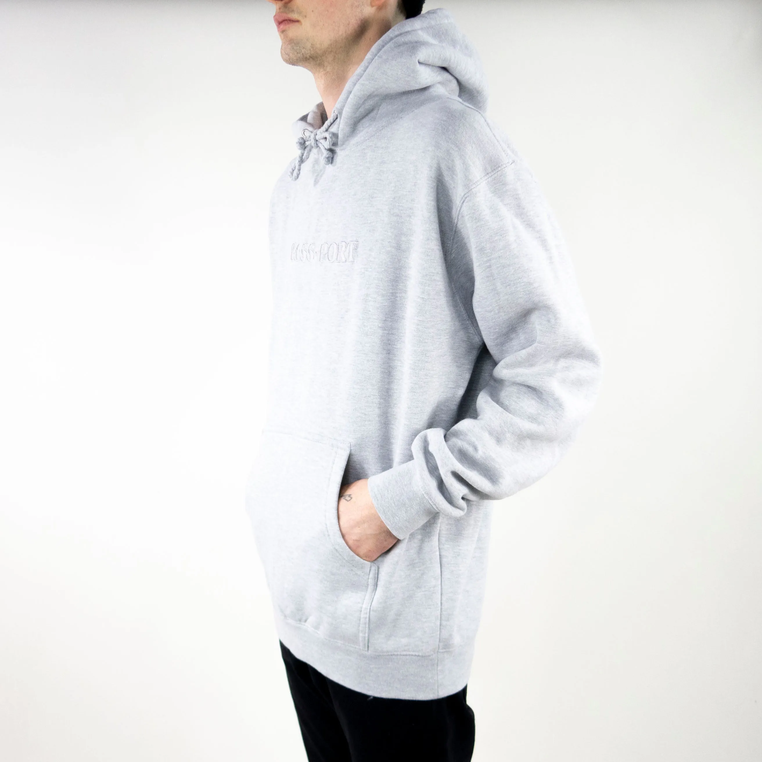 Pass Port Official Embroidery Hoodie - Grey Heather exclusive at Remix