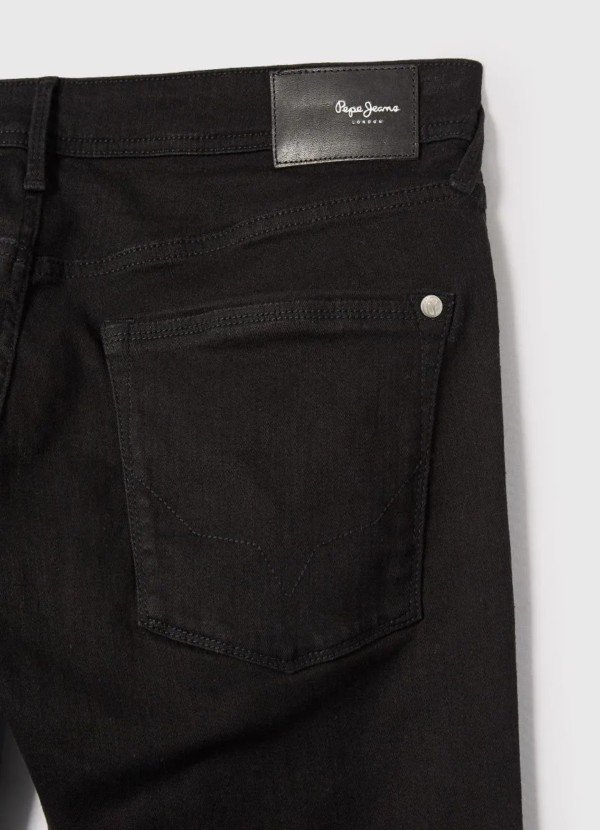 Pepe Jeans Stanley Taper Fit Regular Waist Denim Jeans XE5 Black