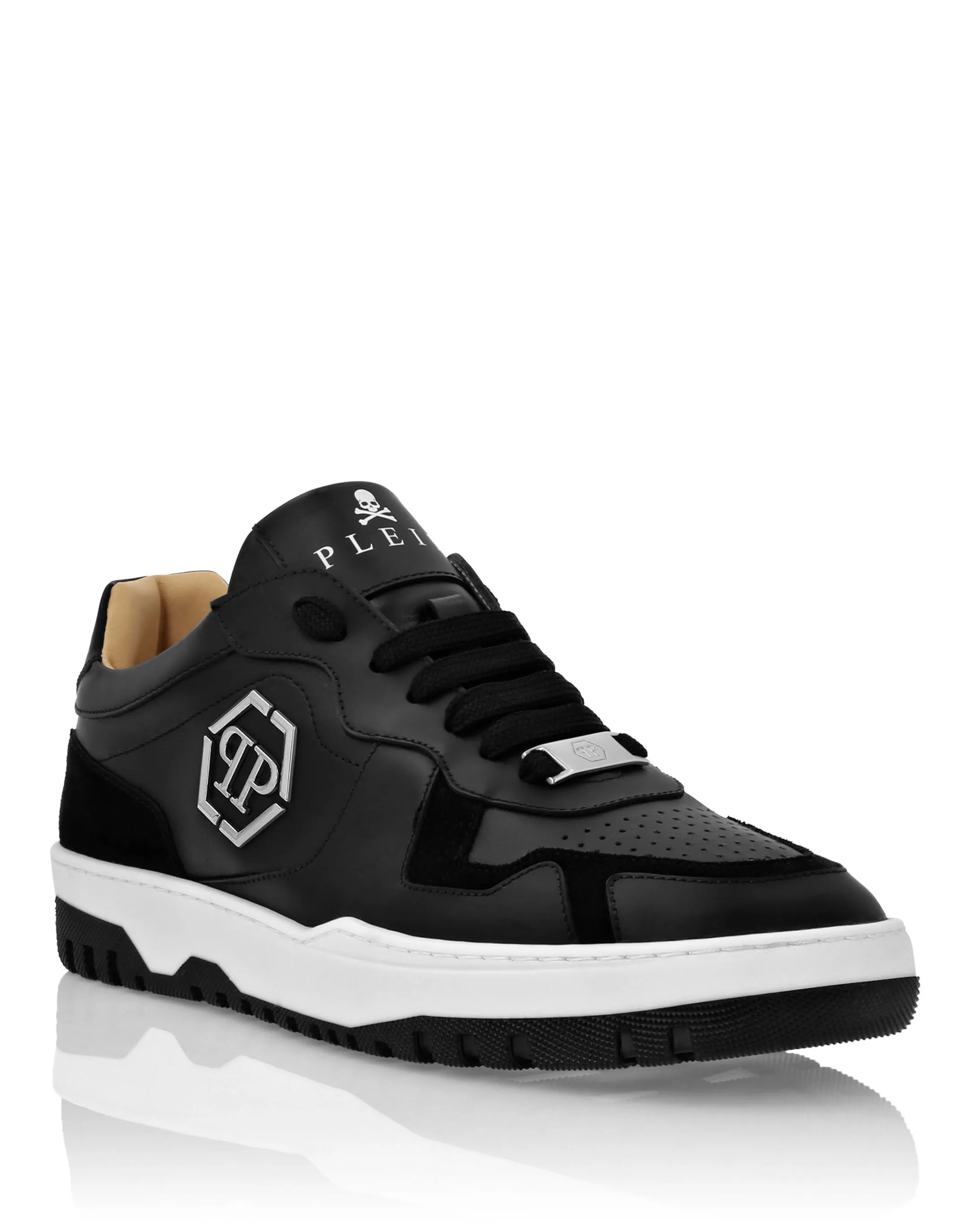 PHILIPP PLEIN Mix Leather Lo-Top Sneakers