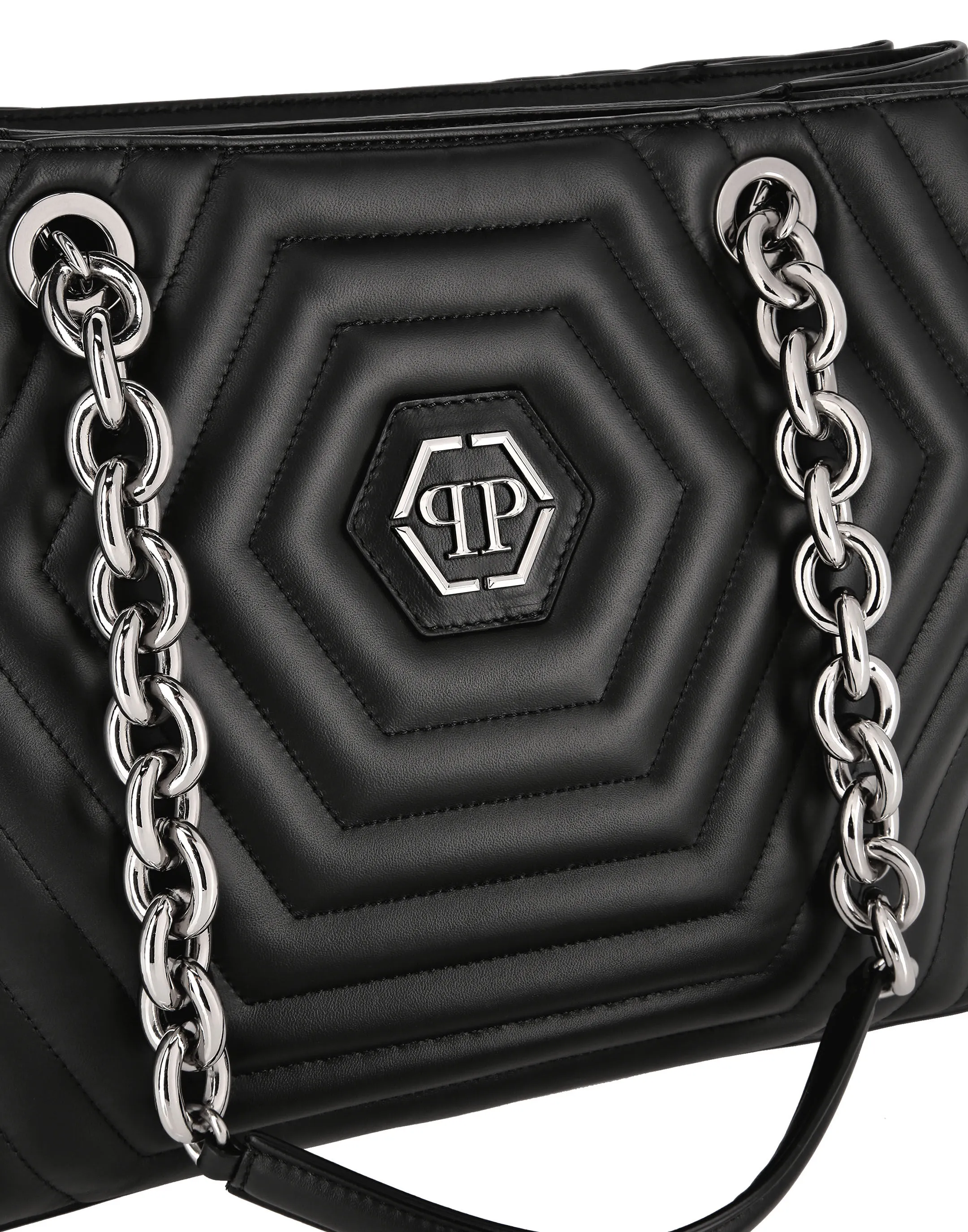 PHILIPP PLEIN Nappa Shoulder Bag Hexagon