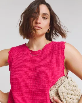 Pink Crochet Knitted Vest | Simply Be