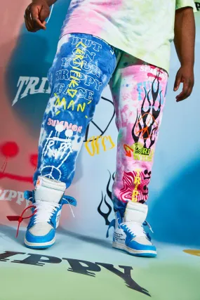 Plus Size Trippy Graphic Tie Dye Joggers