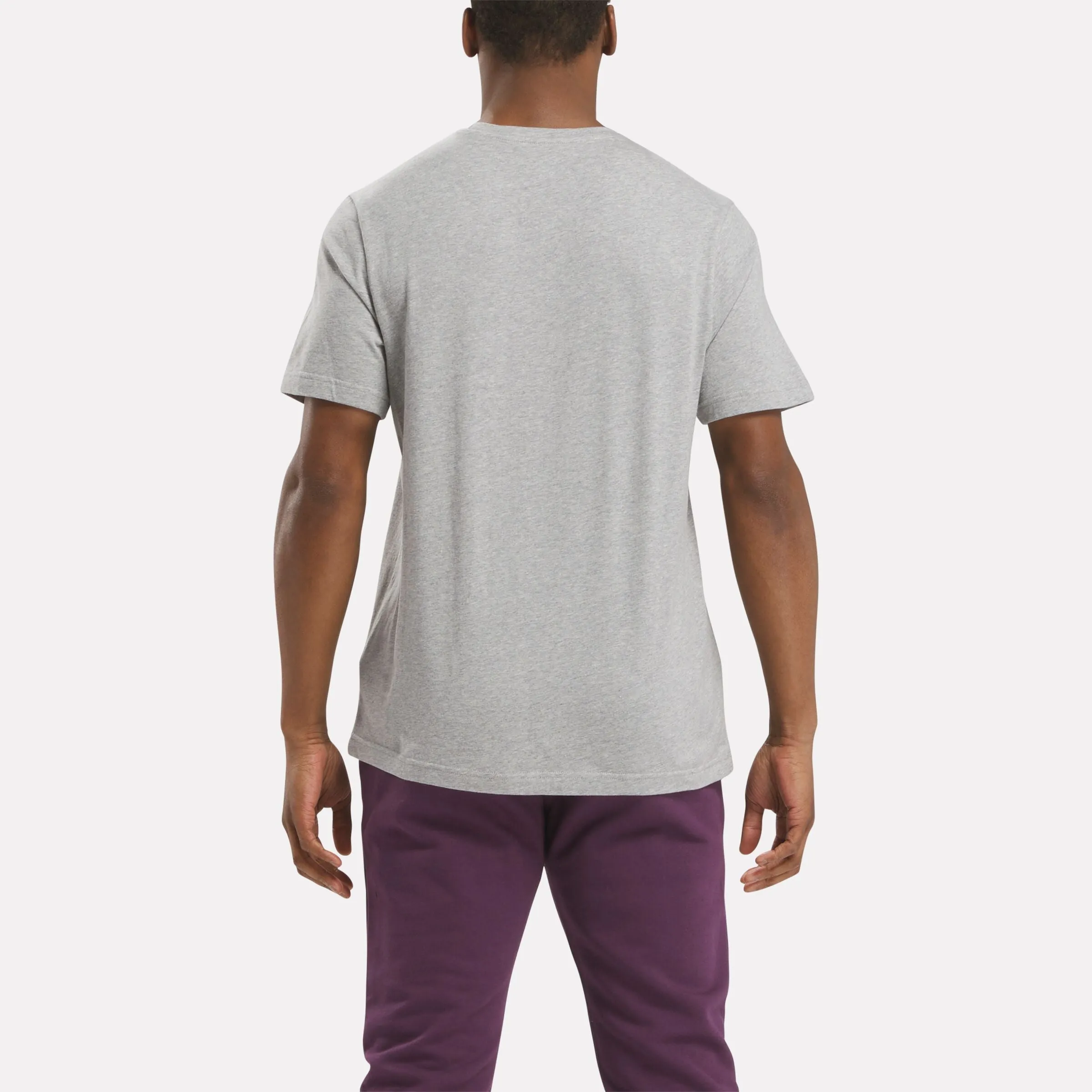 Reebok Identity Big Stacked Logo T-Shirt Grey Heather/Midnight Plum