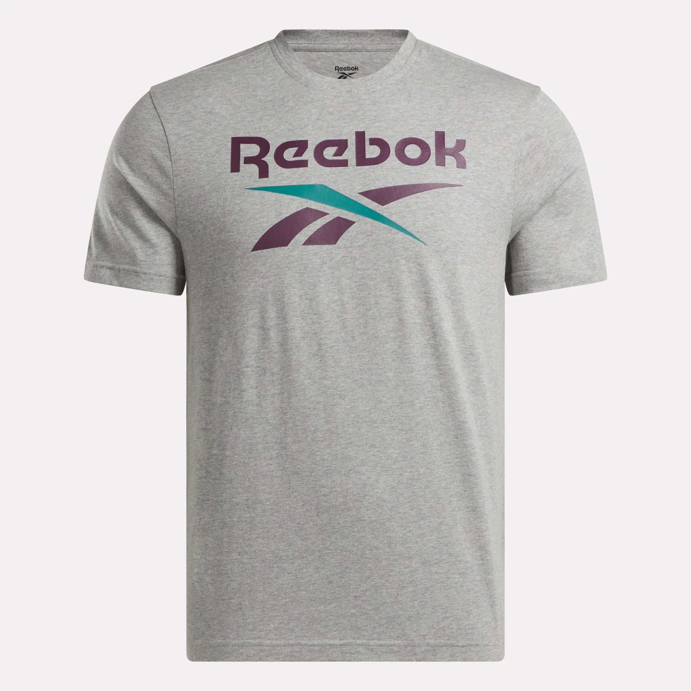 Reebok Identity Big Stacked Logo T-Shirt Grey Heather/Midnight Plum