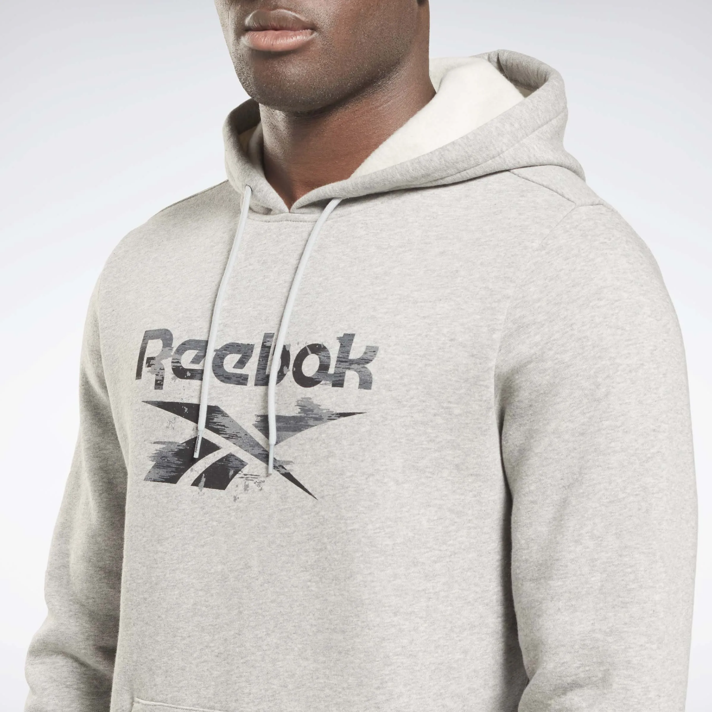 Reebok Identity Modern Camo Fleece Hoodie Medium Grey Heather