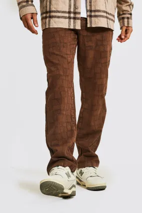 Relaxed Fit Rigid Distorted Check Jeans