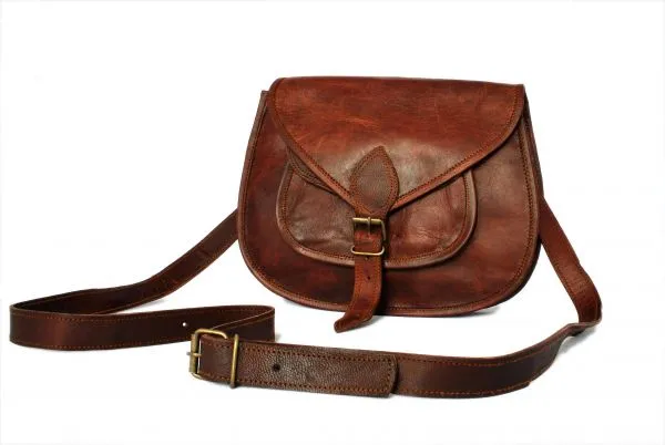 Retro Fashion Genuine Leather Bag Vintage with Shoulder Strap - 13 inches