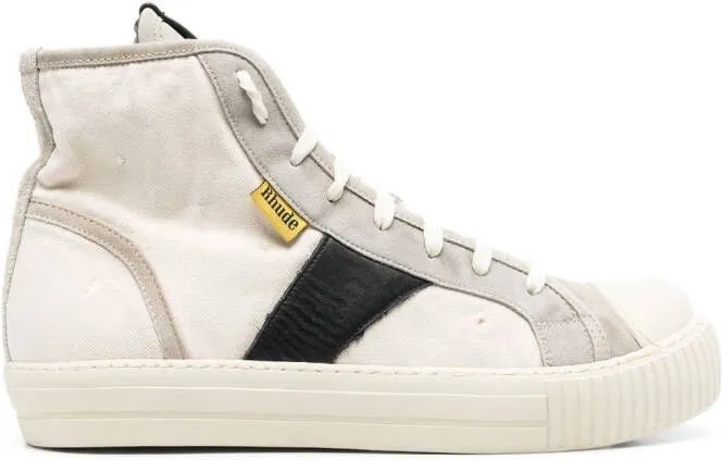 RHUDE panelled hi-top sneakers Neutrals