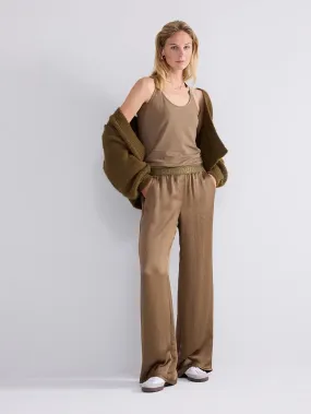 Sacs of Ashbourne   Summum Wide Silky Trousers Olive